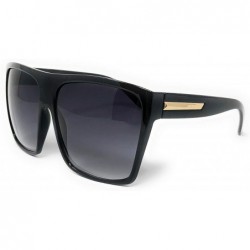 Aviator Super Oversized Sunglasses Unisex Flat Top Square Frame Fashion Wear - Black Gold - C811ES83YJ1 $10.42