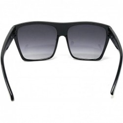 Aviator Super Oversized Sunglasses Unisex Flat Top Square Frame Fashion Wear - Black Gold - C811ES83YJ1 $10.42