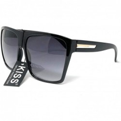 Aviator Super Oversized Sunglasses Unisex Flat Top Square Frame Fashion Wear - Black Gold - C811ES83YJ1 $10.42