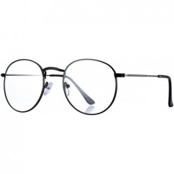 Aviator Classic Round Metal Clear Lens Glasses Frame Unisex Circle Eyeglasses - Black - CG12OCJRX3Y $14.77