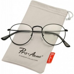 Aviator Classic Round Metal Clear Lens Glasses Frame Unisex Circle Eyeglasses - Black - CG12OCJRX3Y $14.77