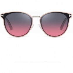 Oversized Polarized Oversized Sunglasses for Women-Round Classic Fashion UV400 Protection 8053 - Pink - C4195NI3SHH $7.18