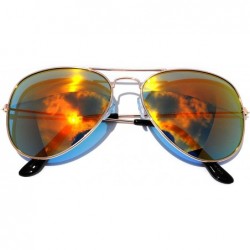 Aviator Classic Aviator Full Mirror Lens Sunglasses Metal Frame Gold Color Unisex - 01red - C911MD6032V $18.28