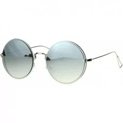 Round Womens Round Sunglasses Light Metal Circle Frame Mirror Lens UV 400 - Silver (Silver Mirror) - CE189QSDZR0 $19.55