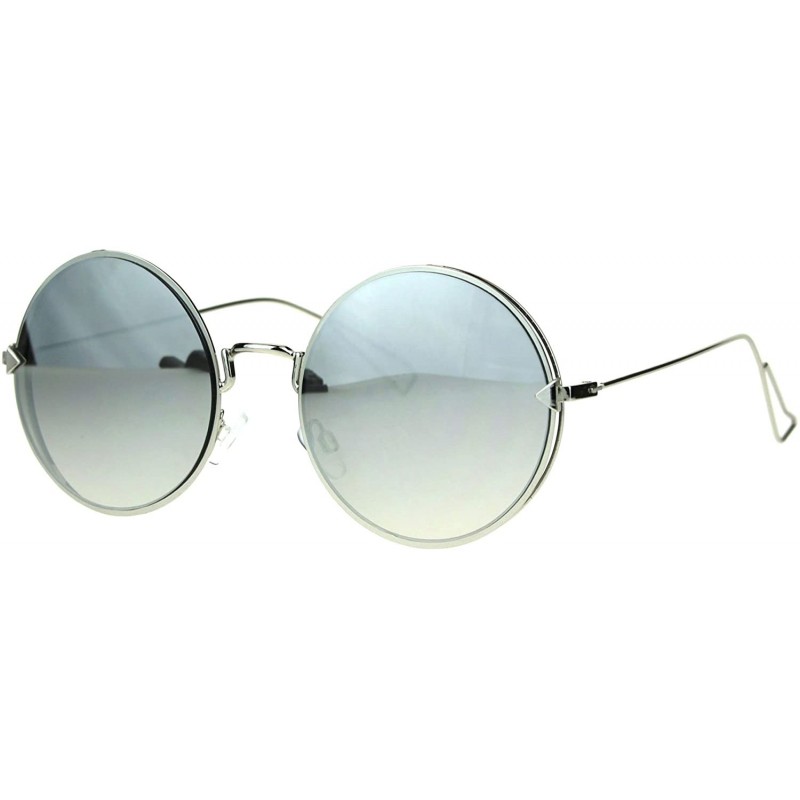 Round Womens Round Sunglasses Light Metal Circle Frame Mirror Lens UV 400 - Silver (Silver Mirror) - CE189QSDZR0 $9.90