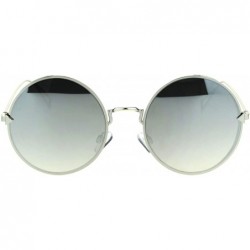 Round Womens Round Sunglasses Light Metal Circle Frame Mirror Lens UV 400 - Silver (Silver Mirror) - CE189QSDZR0 $9.90