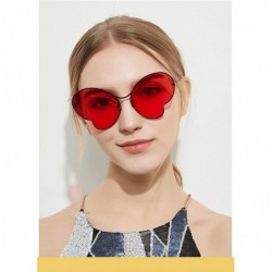 Oversized Metal Glasses Butterfly Sunglasses Personalized Concave Shape Transparent Color Film - Red - CU18UUWZIZN $19.82