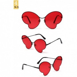 Oversized Metal Glasses Butterfly Sunglasses Personalized Concave Shape Transparent Color Film - Red - CU18UUWZIZN $19.82