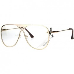 Oversized Oversized Clear Lens Glasses Flat Top Racer Aviator Fashion Eyeglasses - Gold - C9185AM8DD9 $20.51