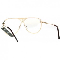 Oversized Oversized Clear Lens Glasses Flat Top Racer Aviator Fashion Eyeglasses - Gold - C9185AM8DD9 $9.18