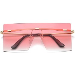 Square Square Oversized Sunglasses Flat Top Chic Big Shades For Women Men LK1719 - C6 Pink/Gold - CJ19COWY5AO $10.56