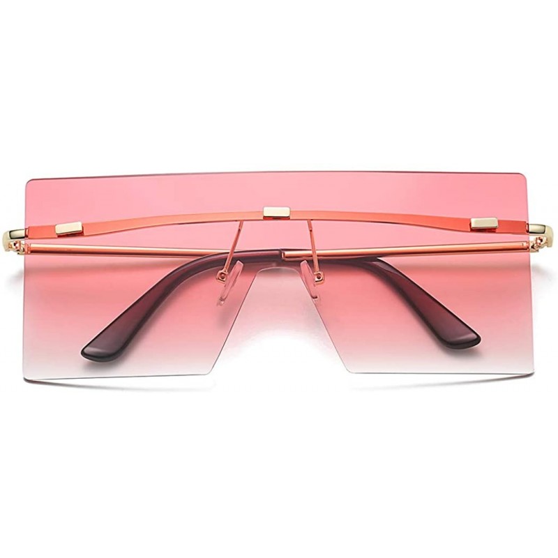 Square Square Oversized Sunglasses Flat Top Chic Big Shades For Women Men LK1719 - C6 Pink/Gold - CJ19COWY5AO $10.56