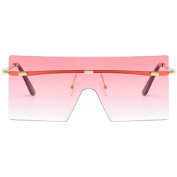 Square Square Oversized Sunglasses Flat Top Chic Big Shades For Women Men LK1719 - C6 Pink/Gold - CJ19COWY5AO $10.56