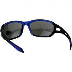 Wrap Xloop Mens Sunglasses Matted Oval Wrap Around Sports Shades UV 400 - Black Blue - CD18GLS9T78 $8.31