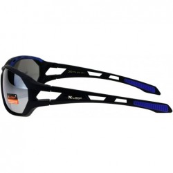 Wrap Xloop Mens Sunglasses Matted Oval Wrap Around Sports Shades UV 400 - Black Blue - CD18GLS9T78 $8.31