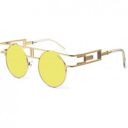 Goggle Women Men Round Sunglasses Retro Vintage Steampunk Style Mirror Reflective Circle lens - CP1822W684C $13.34