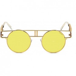 Goggle Women Men Round Sunglasses Retro Vintage Steampunk Style Mirror Reflective Circle lens - CP1822W684C $13.34