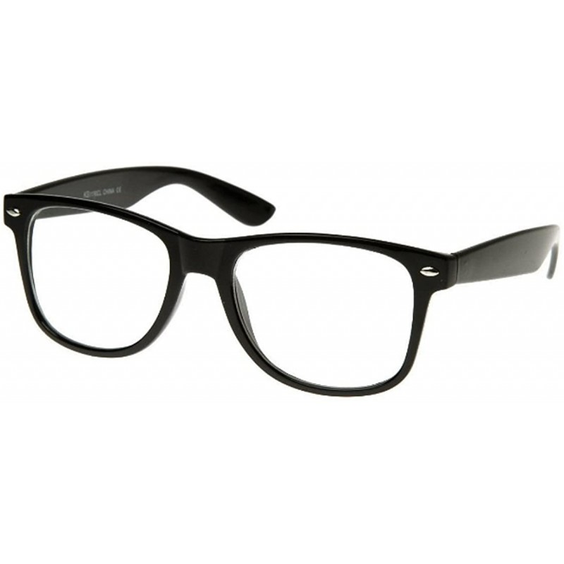 Rectangular Classic 80's Vintage Style Sunglasses Polarized or Standard Lens - Gloss Black- Clear - C2186TUERHD $6.14