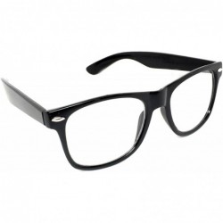 Rectangular Classic 80's Vintage Style Sunglasses Polarized or Standard Lens - Gloss Black- Clear - C2186TUERHD $6.14