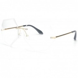 Rimless 2017 Men and Women New Vintage Rimless Fashion Polygon Sunglasses - Gold-clear - CR182SW3R7Y $9.90