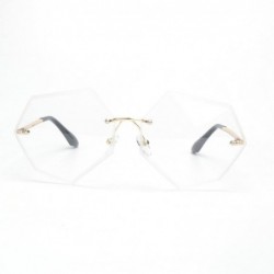 Rimless 2017 Men and Women New Vintage Rimless Fashion Polygon Sunglasses - Gold-clear - CR182SW3R7Y $9.90
