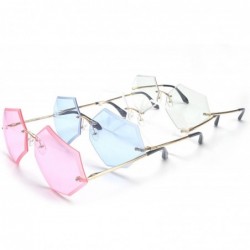 Rimless 2017 Men and Women New Vintage Rimless Fashion Polygon Sunglasses - Gold-clear - CR182SW3R7Y $9.90