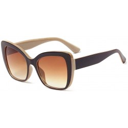 Oversized Oversized Cat Eye Square Sunglasses for Women Flower Frame UV400 - C7 Lopard Brown - CN1987ANDZA $16.44