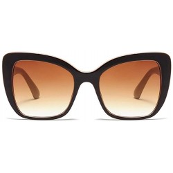 Oversized Oversized Cat Eye Square Sunglasses for Women Flower Frame UV400 - C7 Lopard Brown - CN1987ANDZA $16.44