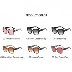 Oversized Oversized Cat Eye Square Sunglasses for Women Flower Frame UV400 - C7 Lopard Brown - CN1987ANDZA $16.44