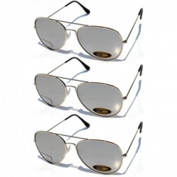 Aviator Classic Aviator Style Sunglasses Metal Frame with Color Lens UV Protection 3 Pairs - Silver Mirror Lens 3 Pack - C011...