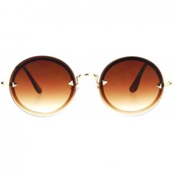 Rimless Flat Lens Rimless Luxury Round Oval Retro Hippie Sunglasses - Gold Brown - CQ12KRWRJAP $23.19