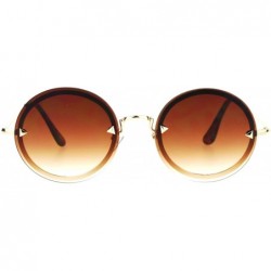 Rimless Flat Lens Rimless Luxury Round Oval Retro Hippie Sunglasses - Gold Brown - CQ12KRWRJAP $11.75