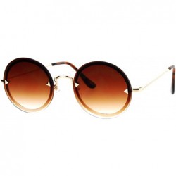 Rimless Flat Lens Rimless Luxury Round Oval Retro Hippie Sunglasses - Gold Brown - CQ12KRWRJAP $11.75