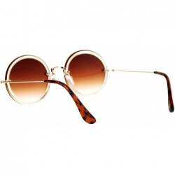 Rimless Flat Lens Rimless Luxury Round Oval Retro Hippie Sunglasses - Gold Brown - CQ12KRWRJAP $11.75