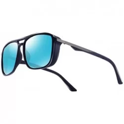 Round Polarized Sunglasses For Men Square Frame Unisex Outdoor Sports Goggle Classic K0623 - Matte-blue&blue - C618SRZ09NY $2...