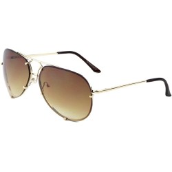 Aviator Fashion Aviator Sunglasses Oceanic Color Lens Metal Rimmed Mens Womens - Gold/Brown - CH17Y0E50Y0 $18.13