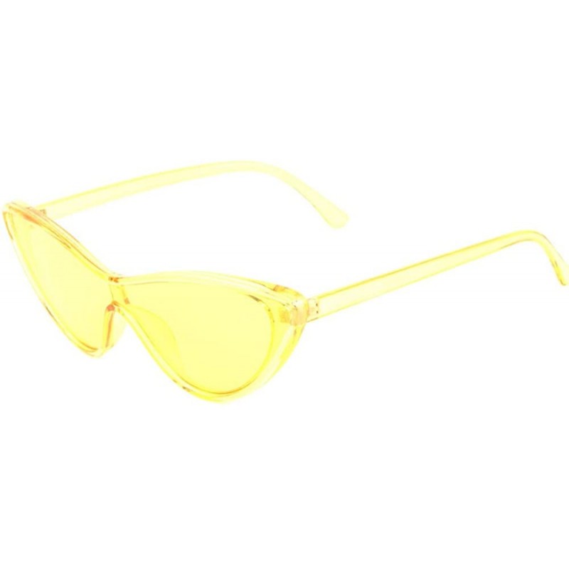 Cat Eye Retro One Piece Shield Lens Cat Eye Sunglasses - Yellow Crystal - CR1988USCEZ $15.61