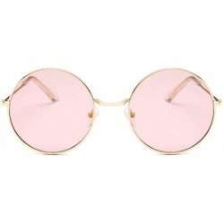 Round 2019 Retro Round Pink Sunglasses Women Brand Designer Sun Glasses Alloy Mirror Female Oculos De Sol Black - CZ19855QZM6...