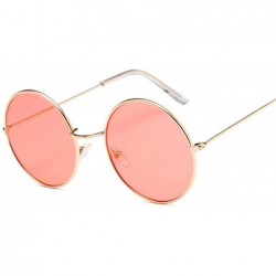 Round 2019 Retro Round Pink Sunglasses Women Brand Designer Sun Glasses Alloy Mirror Female Oculos De Sol Black - CZ19855QZM6...