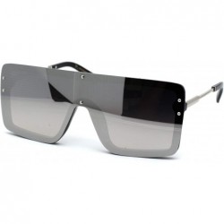 Shield Womens Futuristic Oversize Rectangular Shield Robotic Sunglasses - Black Silver Mirror - CM18XL0O6US $22.92