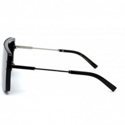 Shield Womens Futuristic Oversize Rectangular Shield Robotic Sunglasses - Black Silver Mirror - CM18XL0O6US $13.32