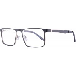 Rectangular Blue Light Blokers Men's Computer Reading Glasses-LH4089 - C1-black&silver - CR18KNX24L9 $48.71