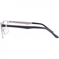 Rectangular Blue Light Blokers Men's Computer Reading Glasses-LH4089 - C1-black&silver - CR18KNX24L9 $48.71