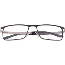 Rectangular Blue Light Blokers Men's Computer Reading Glasses-LH4089 - C1-black&silver - CR18KNX24L9 $48.71