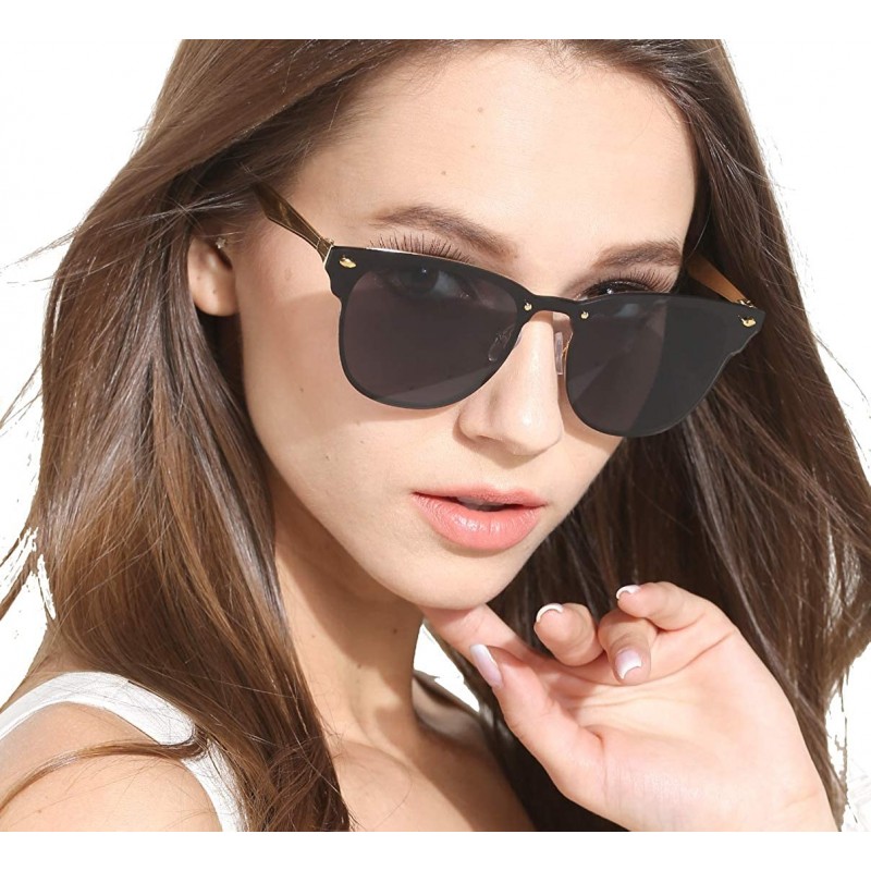 Rimless Mirrored Sunglasses for Women Men - Rimless Metal Frame UV400 with sunglasses case 3576 - Black - CN187G3Q43S $8.71