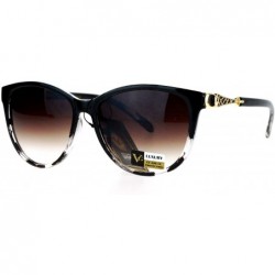 Oversized VG Eyewear Jewel Buckle Hinge Horn Rim Oversize Cat Eye Sunglasses - Clear Tortoise Brown - C712H8RUJN7 $23.83