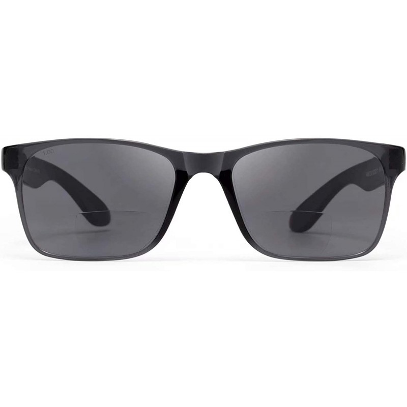 Rectangular Classic Bifocal Outdoor UV400 Protection Reading Sunglasses Uni-lens Sun Readers for Men and Women - Black - CJ18...