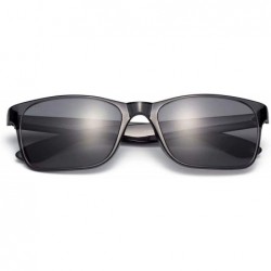 Rectangular Classic Bifocal Outdoor UV400 Protection Reading Sunglasses Uni-lens Sun Readers for Men and Women - Black - CJ18...