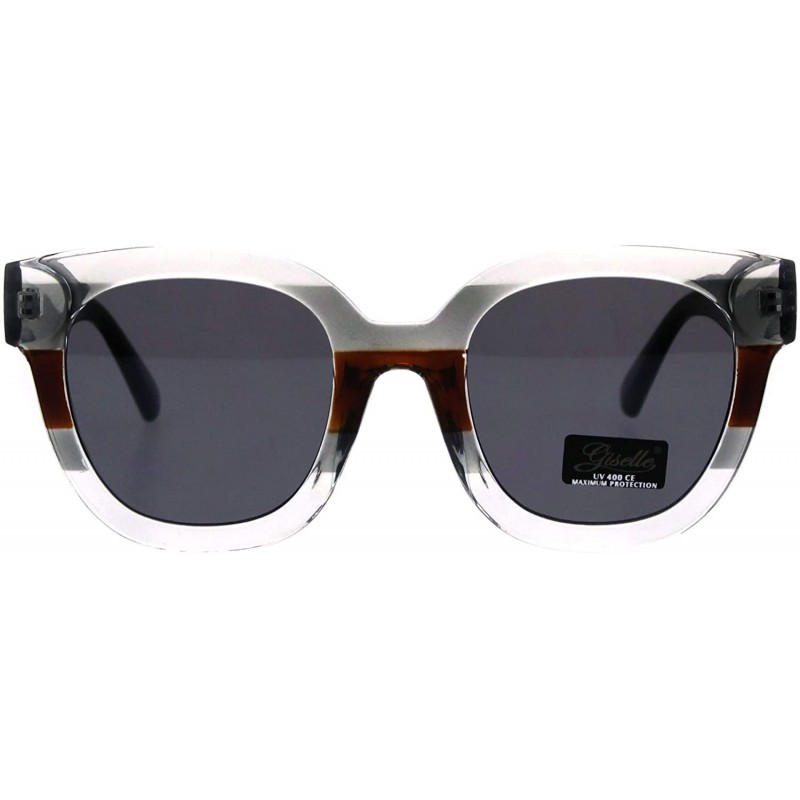 Square Womens Square Frame Sunglasses Modern Designer Style Shades UV 400 - Clear Grey Brown - CK18ILRUG9I $9.78