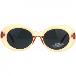 Oval Womens Vintage Fashion Sunglasses Oval Frame Half Shiny Half Matted UV 400 - Peach (Black) - C518C7T7Q4U $9.12